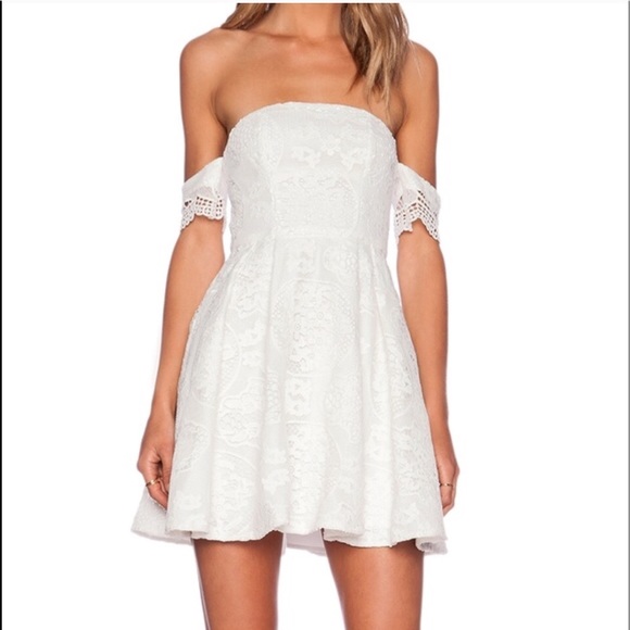 STYLESTALKER White Perini Dress Lace Off Shoulder - Picture 4 of 12